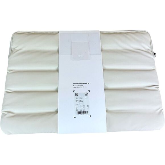 15” Quilted Laptop Cover Zipper Carrying Case in Fossil Cream NWT - Picture 4 of 4